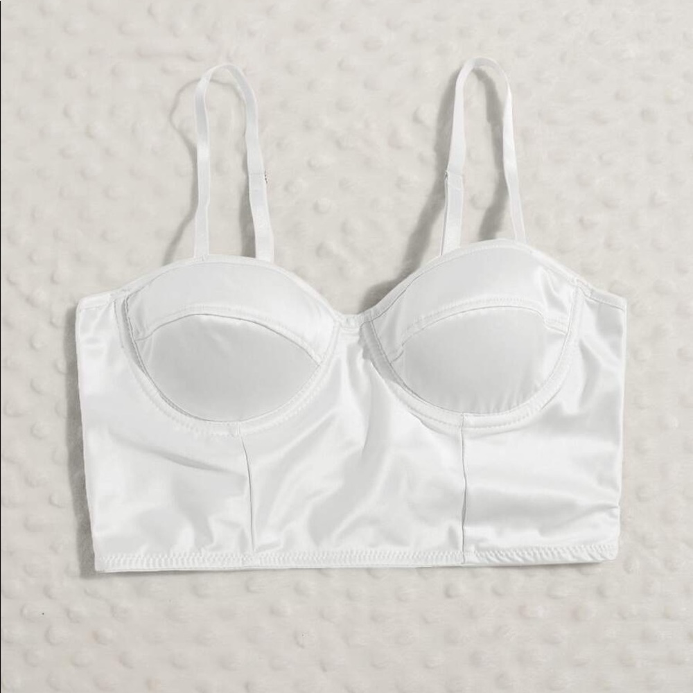 Satin Crop Top (White)